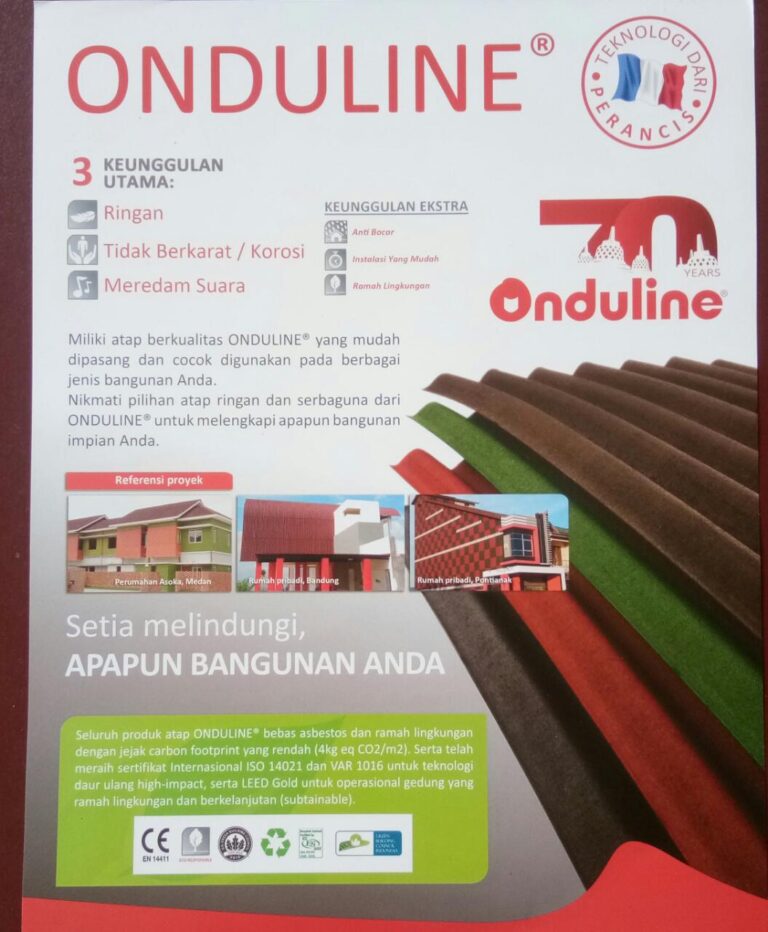 Atap Onduline dan Atap Bitumen Kirim Palangkaraya